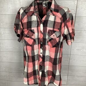Harley-Davidson Red and Black Plaid Casual Shirt